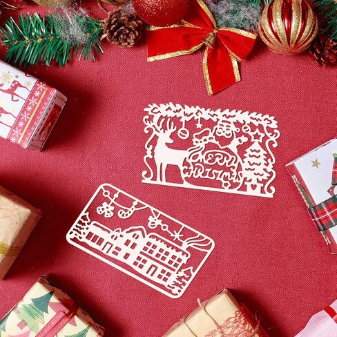 GLOBLELAND Christmas Frame Cutting Dies Christmas Deer and Santa Claus Die Cuts Christmas House Cutting Dies for DIY Scrapbooking and Cards Making Album Envelope Decoration in Saudi Arabia