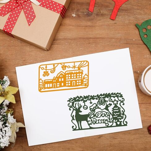 GLOBLELAND Christmas Frame Cutting Dies Christmas Deer and Santa Claus Die Cuts Christmas House Cutting Dies for DIY Scrapbooking and Cards Making Album Envelope Decoration in Saudi Arabia
