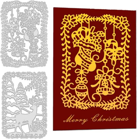 GLOBLELAND Christmas Frame Cutting Dies Christmas Deer and Santa Claus Die Cuts Christmas House Cutting Dies for DIY Scrapbooking and Cards Making Album Envelope Decoration in Saudi Arabia