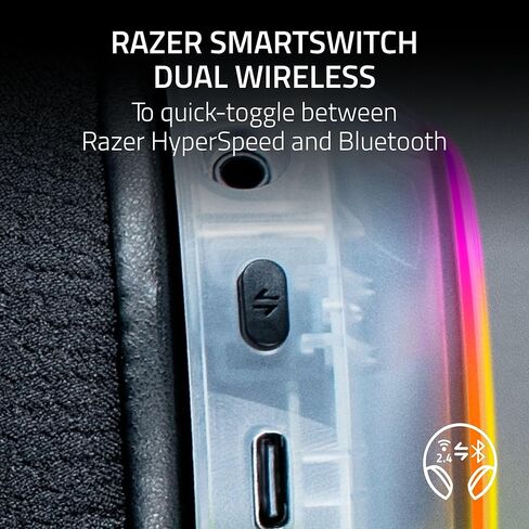 Razer Barracuda X Chroma Wireless Gaming Headset: 2.4GHz Wireless & Bluetooth - Lightweight - Chroma RGB - 40mm Drivers - Cardioid Mic - 70 Hr Battery - for PC, Mac, PS5, Switch, Smartphone - Black in Kuwait