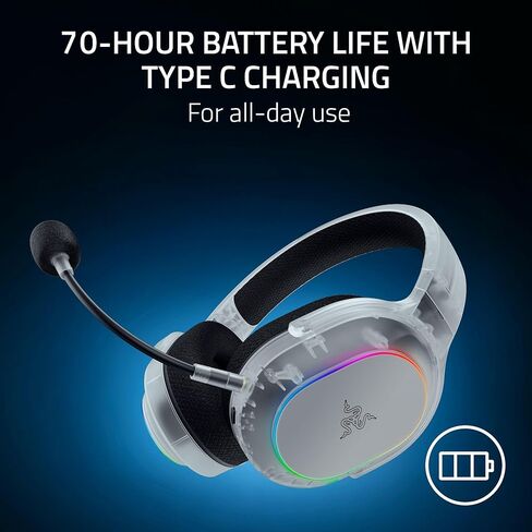 Razer Barracuda X Chroma Wireless Gaming Headset: 2.4GHz Wireless & Bluetooth - Lightweight - Chroma RGB - 40mm Drivers - Cardioid Mic - 70 Hr Battery - for PC, Mac, PS5, Switch, Smartphone - Black in Kuwait