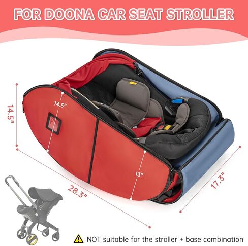 Padded Car Seat Travel Bag Compatible with Doona, Infant Car Seat Travel Bag, Foldable Car Seat Stroller Gate Check Bag for Airplane (Black) in Kuwait