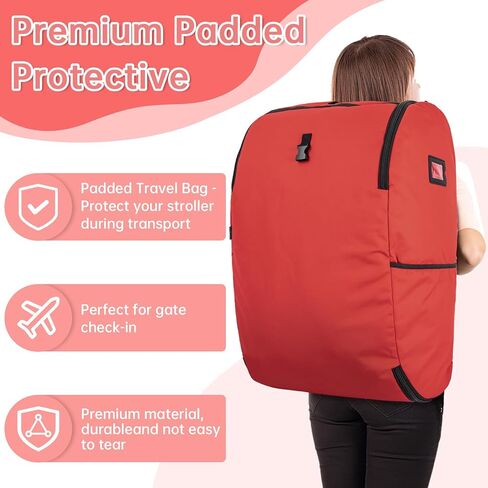 Padded Car Seat Travel Bag Compatible with Doona, Infant Car Seat Travel Bag, Foldable Car Seat Stroller Gate Check Bag for Airplane (Black) in Kuwait