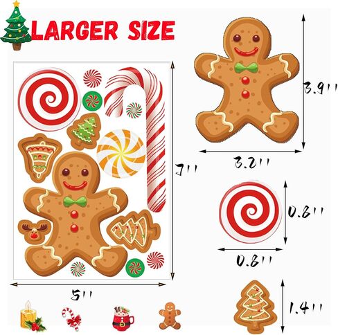 Christmas Candy Cane Stickers for Crafts 420PCS 3D Peppermint Candy Sticker Bulk Holiday Gingerbread Man House Sticker for Envelopes Cards Candyland Party Supplies Favors in Saudi Arabia