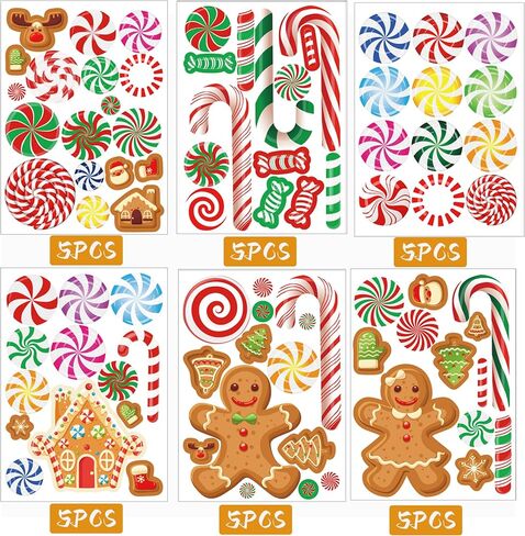 Christmas Candy Cane Stickers for Crafts 420PCS 3D Peppermint Candy Sticker Bulk Holiday Gingerbread Man House Sticker for Envelopes Cards Candyland Party Supplies Favors in Saudi Arabia
