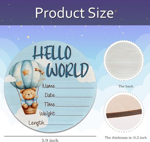Baby Announcement Sign for Newborn and Boys Girls, Hello World Newborn Sign, Nursery Wall Décor, Baby Name Sign, Purple Rose Theme Birch Wood 6 inch Circle Board Birth Stat Sign, Newborn Gifts in Kuwait