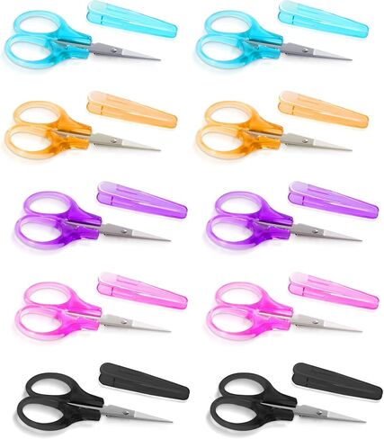 10 Pcs Small Scissors All Purpose, Stainless Steel Small Sharp, Mini Detail Craft with Protective Cover, 3.5" Tiny for Embroidery, Paper Cutting, Sewing, Knitting, Crafting in Saudi Arabia