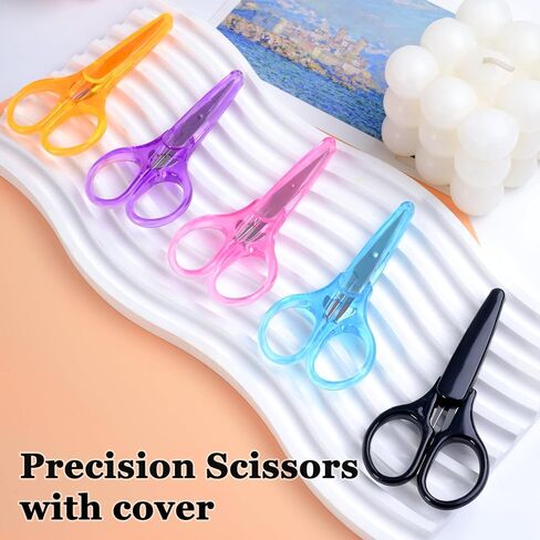 10 Pcs Small Scissors All Purpose, Stainless Steel Small Sharp, Mini Detail Craft with Protective Cover, 3.5" Tiny for Embroidery, Paper Cutting, Sewing, Knitting, Crafting in Saudi Arabia