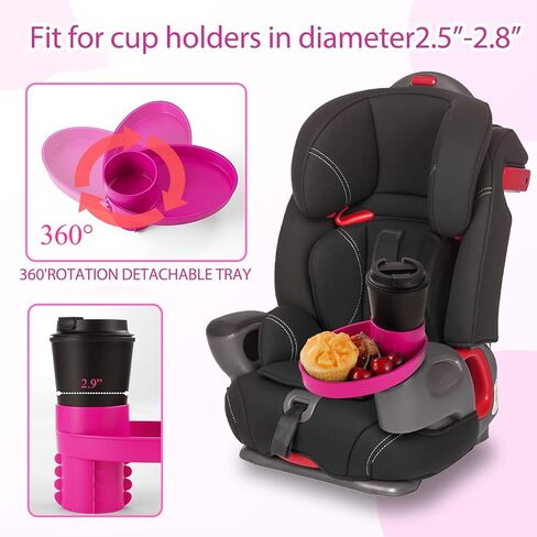 Car Seat Cup Holder Snack Tray - Easily Expands Cup Holder into 360° Cup & Travel Tray for Kids Car Seat, Booster, and Stroller(Blue) in Kuwait