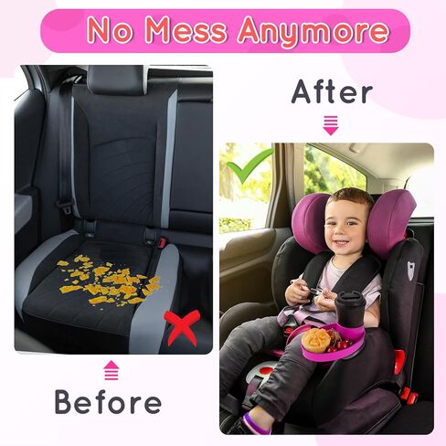 Car Seat Cup Holder Snack Tray - Easily Expands Cup Holder into 360° Cup & Travel Tray for Kids Car Seat, Booster, and Stroller(Blue) in Kuwait