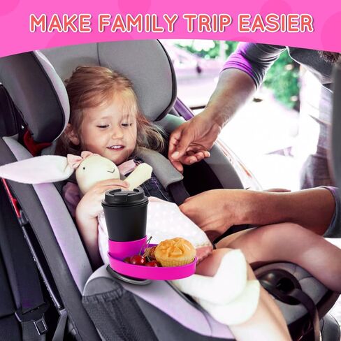 Car Seat Cup Holder Snack Tray - Easily Expands Cup Holder into 360° Cup & Travel Tray for Kids Car Seat, Booster, and Stroller(Blue) in Kuwait
