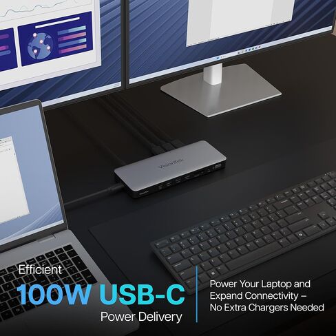 محطة إرساء VisionTek VT2510 USB-C - قاعدة توصيل MST متعددة الشاشات بقدرة 100 وات in Kuwait