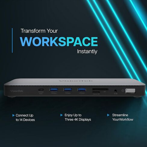 محطة إرساء VisionTek VT2510 USB-C - قاعدة توصيل MST متعددة الشاشات بقدرة 100 وات in Kuwait