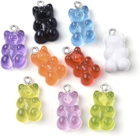 20Pcs 3D Cute Bear Resin Charms Cartoon Animal Bear Pendants for DIY Handmade Earring Bracelet Nacklace Jewelry Making in Saudi Arabia