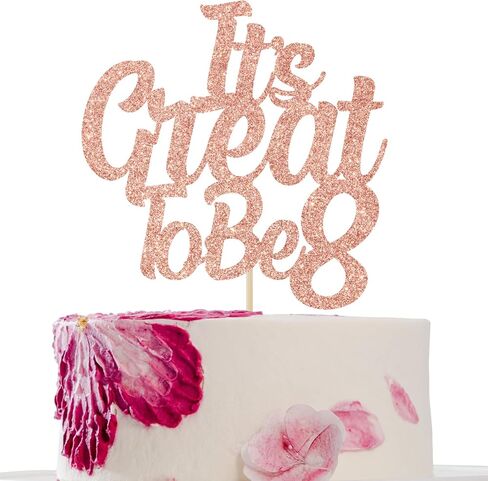 It's Great To Be 8 Cake Topper, Bro I'm 8/Bruh I'm 8, Sweet Sassy & Eight, 8th Birthday Cake Decor, Happy 8th Birthday Decorations for Boys Girls Roes Gold Glitter in Saudi Arabia