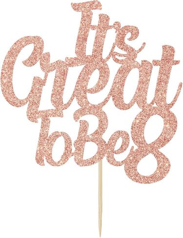 It's Great To Be 8 Cake Topper, Bro I'm 8/Bruh I'm 8, Sweet Sassy & Eight, 8th Birthday Cake Decor, Happy 8th Birthday Decorations for Boys Girls Roes Gold Glitter in Saudi Arabia