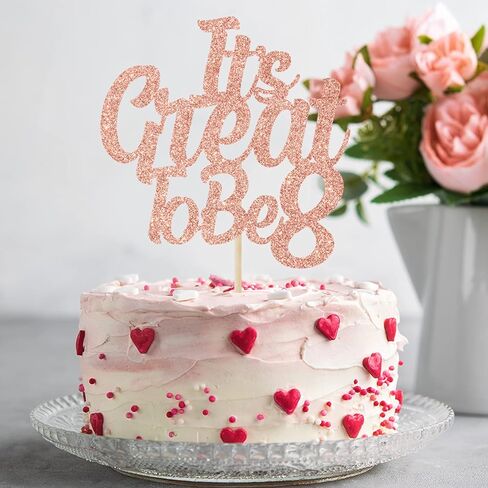 It's Great To Be 8 Cake Topper, Bro I'm 8/Bruh I'm 8, Sweet Sassy & Eight, 8th Birthday Cake Decor, Happy 8th Birthday Decorations for Boys Girls Roes Gold Glitter in Saudi Arabia