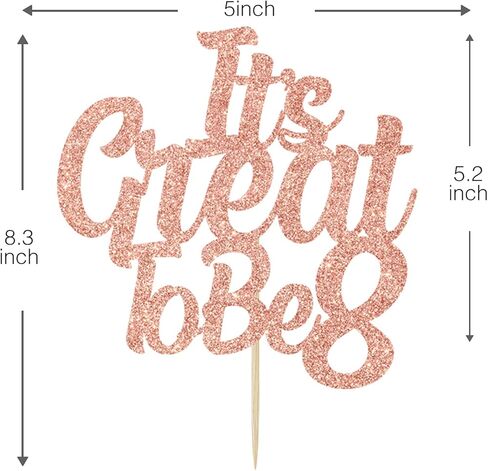 It's Great To Be 8 Cake Topper, Bro I'm 8/Bruh I'm 8, Sweet Sassy & Eight, 8th Birthday Cake Decor, Happy 8th Birthday Decorations for Boys Girls Roes Gold Glitter in Saudi Arabia