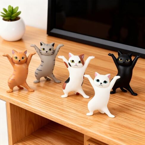 5 Pcs Cute Cat Desk Decor, Pen Holder Funny Office Desk Decor Kawaii Dancing Cat Figurines Christmas Birthday Gift in Saudi Arabia