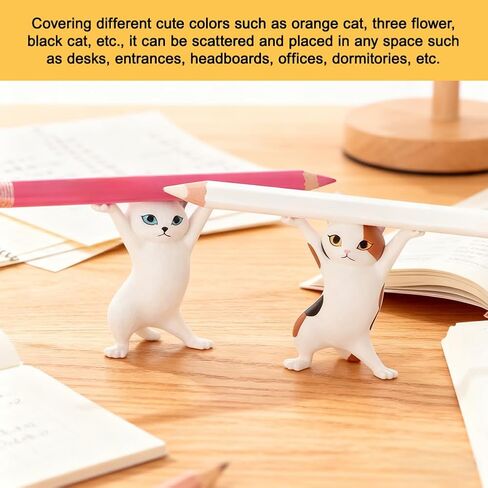 5 Pcs Cute Cat Desk Decor, Pen Holder Funny Office Desk Decor Kawaii Dancing Cat Figurines Christmas Birthday Gift in Saudi Arabia
