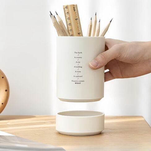 Desk Organizer Pencil Pen Holder, Double Layer Removable Multi-Functional Desktop Storage Organizers for Desk, Office and Home (White) in Saudi Arabia