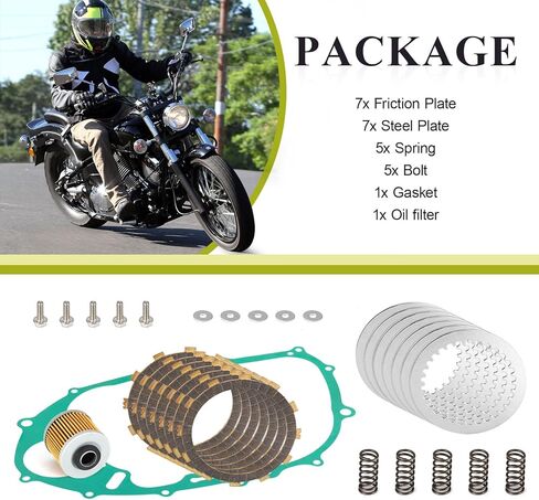 Heavy Duty Clutch Friction Plates Spring Bolt & Gasket Kit for Yamaha XVS650 V-star 650 1998-2016 in Saudi Arabia