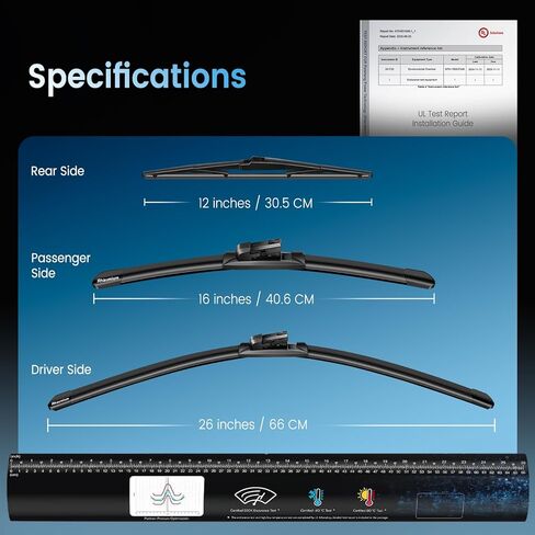 Pack of 3 Wiper Blades 26"+16"+12"; Lab Tested 500K Endurance & High/Low Temp; Optimized Pressure; Specific for Lexus NX200t 2015-2017, NX300 2018-2021, NX300h 2015-2021 in Saudi Arabia