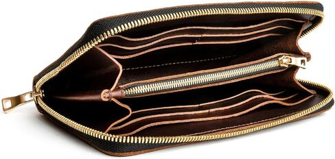 Women's Accordion Zip Wallet – Handcrafted in Durable, Full-Grain Leather – 8 Card Slots & Secure Zippered Pocket – Plum in Kuwait