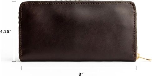 Women's Accordion Zip Wallet – Handcrafted in Durable, Full-Grain Leather – 8 Card Slots & Secure Zippered Pocket – Plum in Kuwait