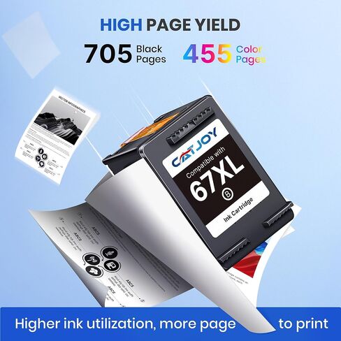 استبدال خرطوشة الحبر 67XL لـ 67 خرطوشة حبر سوداء/ملونة حزمة التحرير والسرد 67XL لـ Envy 6055 6055e 6052 6455e 6452 6458 DeskJet 2855e 2827e 2755e 2700 2755 4152 4155e 2-Pack in Kuwait