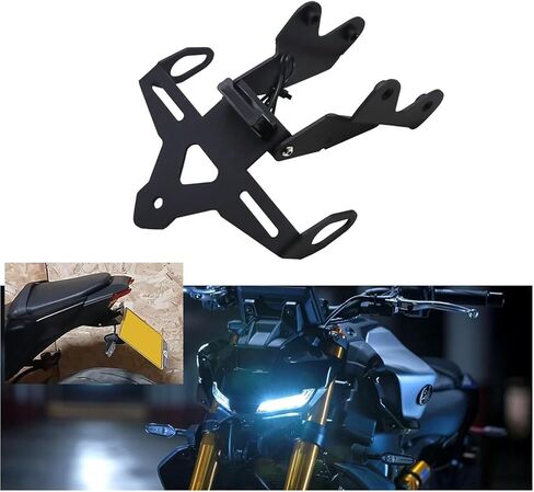 Motorcycle Rear Fender Eliminator Kit No Drill Short Tail Motorbike License Plate Bracket Compatible with Yamaha MT-09 SP MT09 2024-2025, Easy Install, Black, Aluminum Alloy, Matte Black in Saudi Arabia