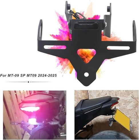 Motorcycle Rear Fender Eliminator Kit No Drill Short Tail Motorbike License Plate Bracket Compatible with Yamaha MT-09 SP MT09 2024-2025, Easy Install, Black, Aluminum Alloy, Matte Black in Saudi Arabia