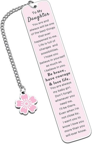 Pink Bookmark, Bookmarks for Girls, Christmas Gifts for Daughter, to My Daughter Bookmark Gifts, Daughter Gifts from Mom Dad, Birthday Inspirational for Teen Girl, Graduation Gift Ideas for Daughter in Saudi Arabia