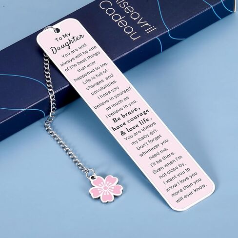 Pink Bookmark, Bookmarks for Girls, Christmas Gifts for Daughter, to My Daughter Bookmark Gifts, Daughter Gifts from Mom Dad, Birthday Inspirational for Teen Girl, Graduation Gift Ideas for Daughter in Saudi Arabia