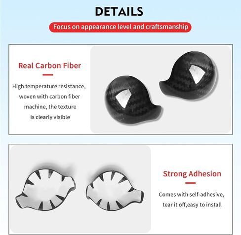 Compatible with Ford Mustang 2015-2024 Real Carbon Fiber Gear Shift Knob Head Cover Automotive Shift Lever Modified Decoration (Black) in Saudi Arabia