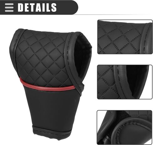 Motoforti Universal Car Gear Shift Cover Shift Knob Cover Gear Stick غطاء ناقل الحركة التلقائي، عصري، جلد صناعي، أسود وأحمر in Saudi Arabia
