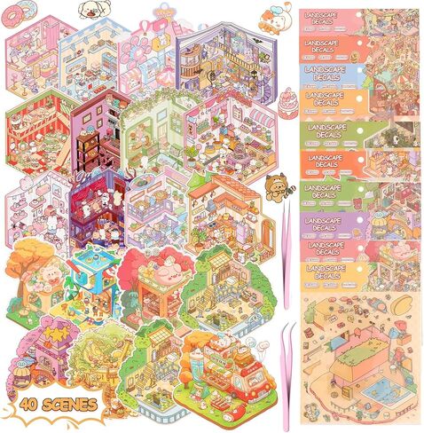 40 مجموعة من الملصقات ثلاثية الأبعاد DIY، علاج بالملصقات للبالغين، ملصقات منزلية ثلاثية الأبعاد للأطفال البالغين، اصنع ملصقات المنزل الخاصة بك للهدايا، وتخفيف التوتر، وتمرير الوقت، ومنزل عيد الميلاد in Kuwait