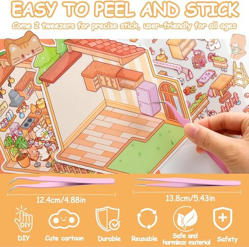 40 مجموعة من الملصقات ثلاثية الأبعاد DIY، علاج بالملصقات للبالغين، ملصقات منزلية ثلاثية الأبعاد للأطفال البالغين، اصنع ملصقات المنزل الخاصة بك للهدايا، وتخفيف التوتر، وتمرير الوقت، ومنزل عيد الميلاد in Kuwait