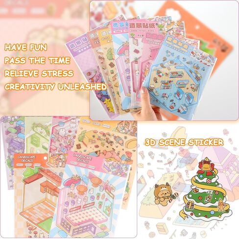 40 مجموعة من الملصقات ثلاثية الأبعاد DIY، علاج بالملصقات للبالغين، ملصقات منزلية ثلاثية الأبعاد للأطفال البالغين، اصنع ملصقات المنزل الخاصة بك للهدايا، وتخفيف التوتر، وتمرير الوقت، ومنزل عيد الميلاد in Kuwait