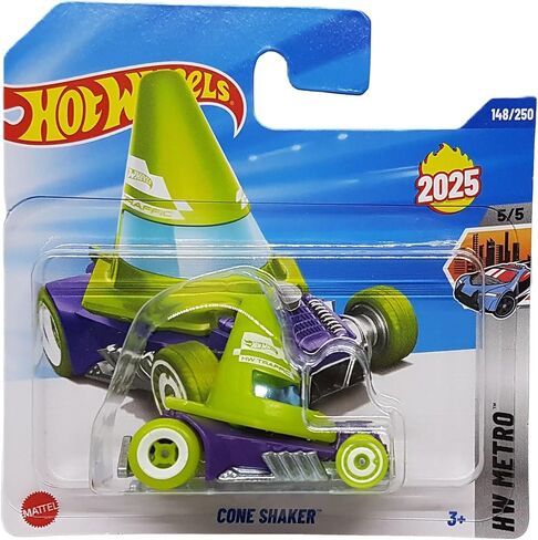 هوت ويلز - مخروط شاكر - HW Metro 5/5 - JBB62 - بطاقة قصيرة - HW Traffic - أخضر أرجواني - Mattel 2025 - 1:64 in Saudi Arabia