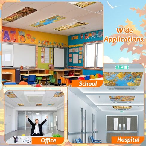 4 Pcs Fluorescent Light Covers with 80 Magnets Decorative for Classroom Ceiling Light 4 x 2 Feet Magnetic Light Covers Filter Easy Install for Office Hospitals & Home Drop Ceiling Supplies(winter ) in Saudi Arabia