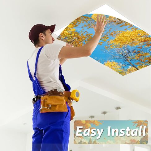 4 Pcs Fluorescent Light Covers with 80 Magnets Decorative for Classroom Ceiling Light 4 x 2 Feet Magnetic Light Covers Filter Easy Install for Office Hospitals & Home Drop Ceiling Supplies(winter ) in Saudi Arabia
