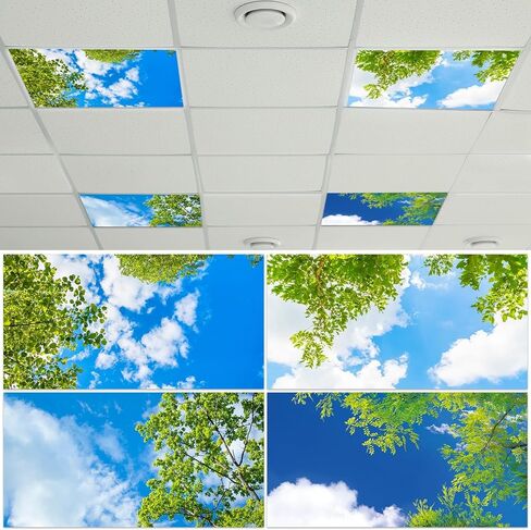 4 Pcs Fluorescent Light Covers with 80 Magnets Decorative for Classroom Ceiling Light 4 x 2 Feet Magnetic Light Covers Filter Easy Install for Office Hospitals & Home Drop Ceiling Supplies(winter ) in Saudi Arabia