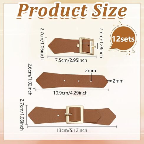 FINGERINSPIRE 12Pcs PU Leather Snap Toggle 5.1x1Inch Leather Sew On Toggles Closures with Alloy Buckle Jacket Buckle Fastener in Saudi Arabia
