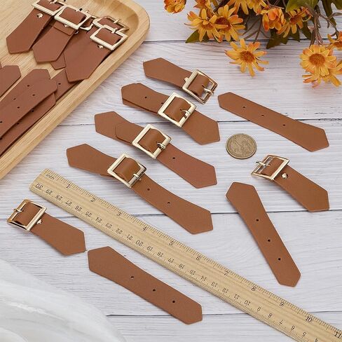 FINGERINSPIRE 12Pcs PU Leather Snap Toggle 5.1x1Inch Leather Sew On Toggles Closures with Alloy Buckle Jacket Buckle Fastener in Saudi Arabia