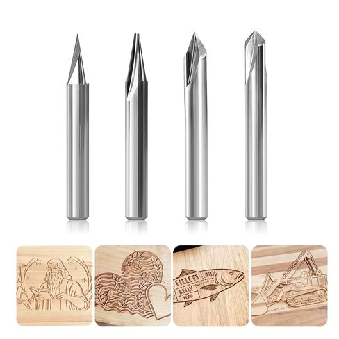 9PCS Carbide CNC Router Bits Set 1/4 Inch Shank | Multiple Uses Nano Coating Spiral Router Bit, Woodworking Detail Carving Trimming V Groove Engraving in Saudi Arabia