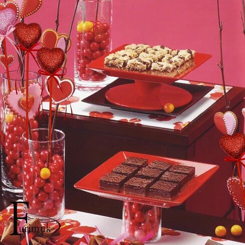 Valentine's Day Glitter Heart Foam Picks Puffy Sparkly Heart on Sticks Valentines Day Floral Picks for Table Centerpiece Decoration Vase Wedding Crafts Stems Arrangement (4, Pink Red) in Saudi Arabia