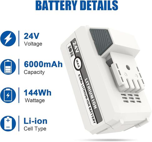 KUNLUN 24V 6.0Ah Battery and Fast Charger Compatible for Snow Joe & Sun Joe iON+ 24-Volt System Cordless Power Tools and 24V Lithium Ion Battery in Kuwait
