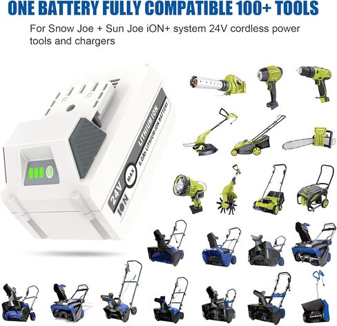 KUNLUN 24V 6.0Ah Battery and Fast Charger Compatible for Snow Joe & Sun Joe iON+ 24-Volt System Cordless Power Tools and 24V Lithium Ion Battery in Kuwait