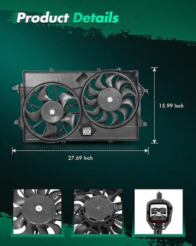 SCITOO 620-135 Condenser Radiator Cooling Fan Assembly Compatible for 2005-2007 for Ford for Focus 2.0L 2005-2007 for Ford for Focus 2.3L in Saudi Arabia